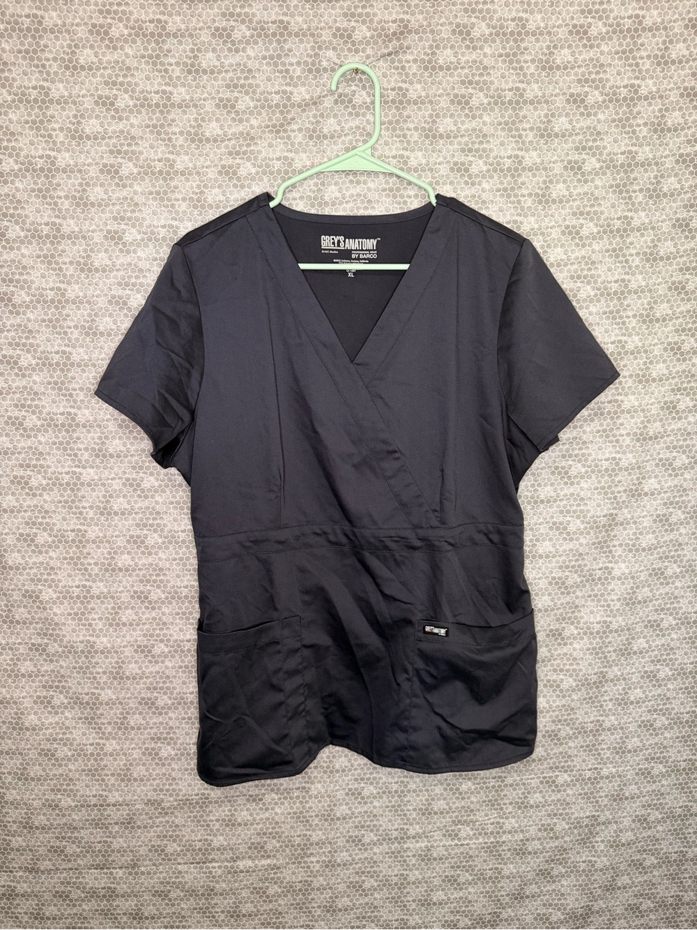 Barco Grey’s Anatomy dark grey polyester & rayon scrub top in XL
